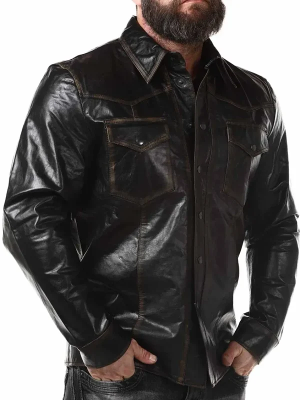 RD Buffallo Læderskjorte - Sort^Rockdenim Discount