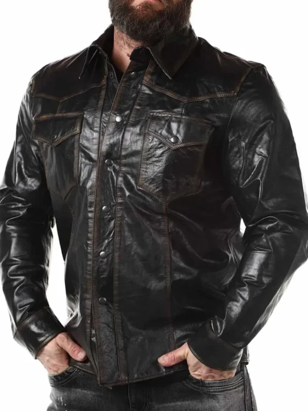 RD Buffallo Læderskjorte - Sort^Rockdenim Discount