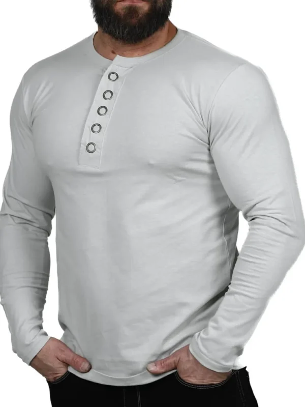 RD Button Longsleeve - Lysegrå^Rockdenim Outlet