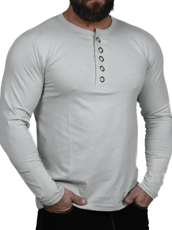 RD Button Longsleeve - Lysegrå^Rockdenim Outlet