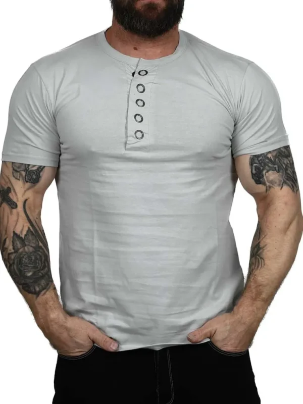 RD Button T-shirt - Lysegrå^Rockdenim Best