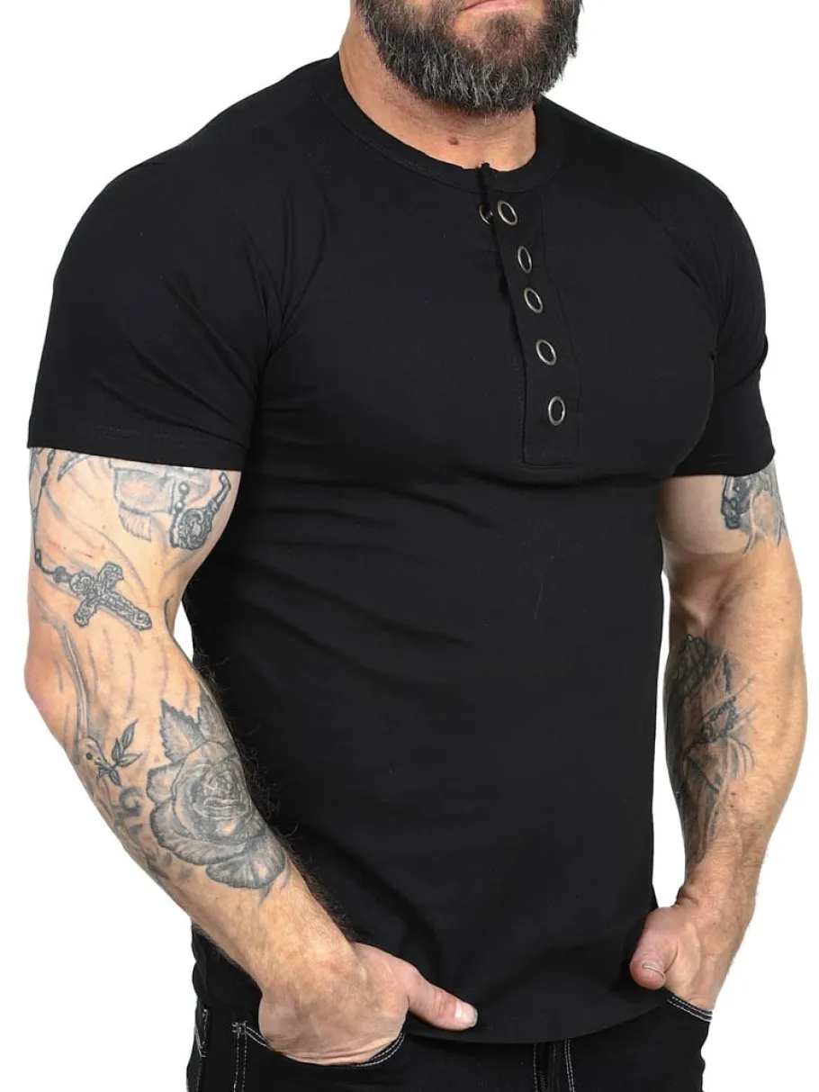 rd_button_tshirt__sort_5.webp RD Button T-shirt - Sort^Rockdenim Outlet