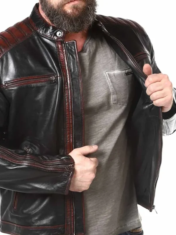 RD Driver Skindjakke - Sort/Rød^Rockdenim New