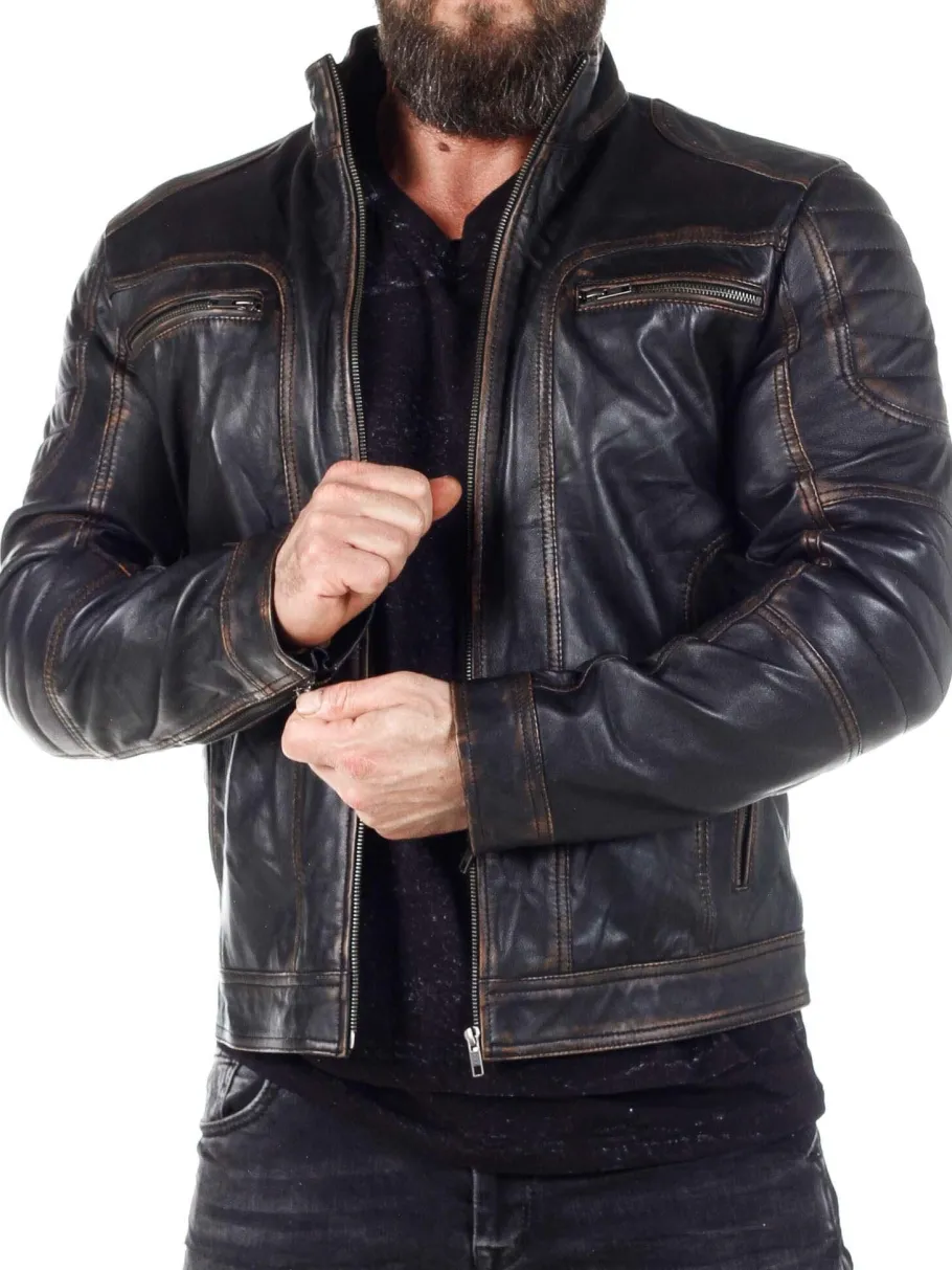 rd_fabriano_skindjakke__s_0.webp RD Fabriano Skindjakke - Sort/Brun^Rockdenim Sale