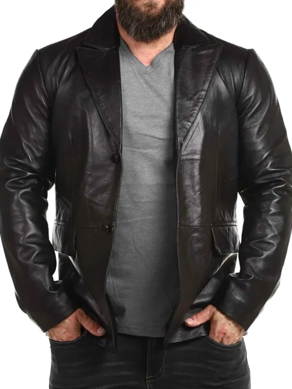RD Leather Blazer - Sort^RockDenim Hot