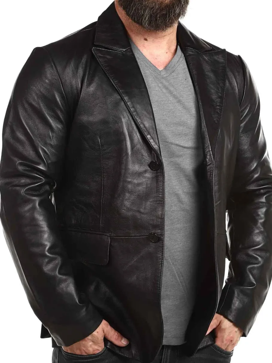 rd_leather_blazer__sort_2.webp RD Leather Blazer - Sort^RockDenim Hot