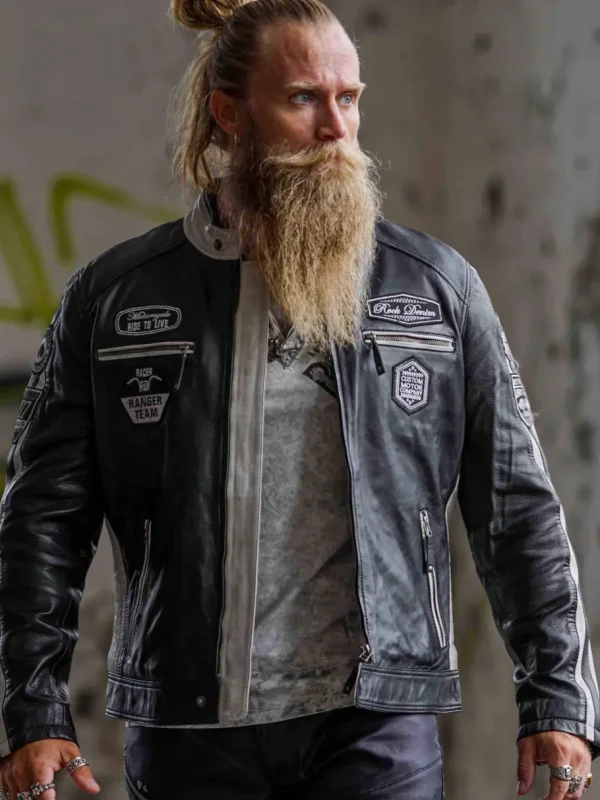 RD Ride To Live Skindjakke - Sort/Hvid^RockDenim Outlet