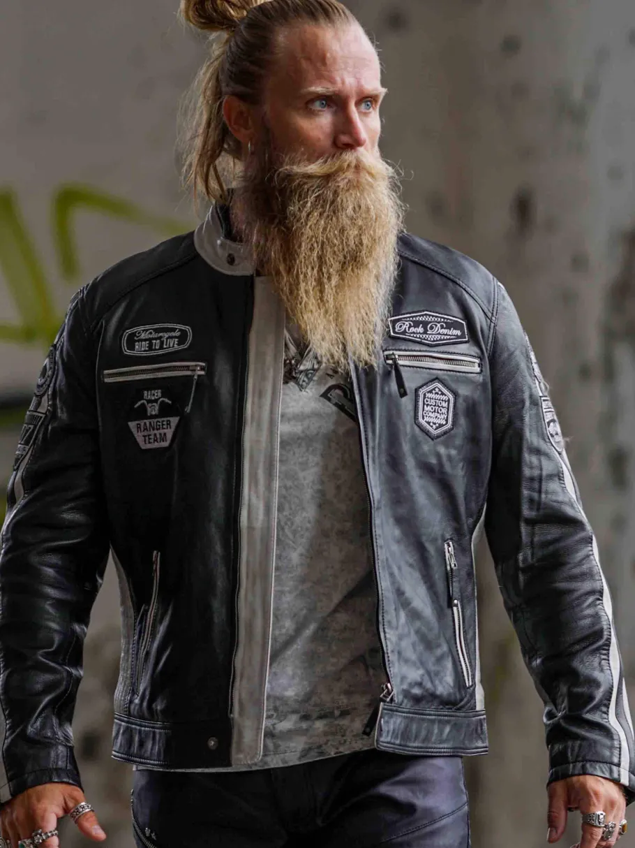 rd_ride_to_live_skindjakk_0.webp RD Ride To Live Skindjakke - Sort/Hvid^RockDenim Outlet