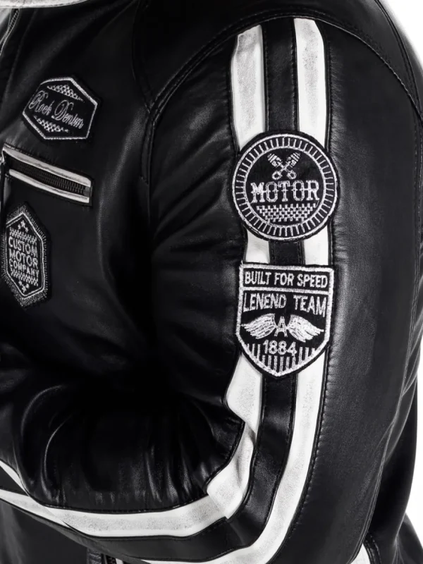 RD Ride To Live Skindjakke - Sort/Hvid^RockDenim Outlet