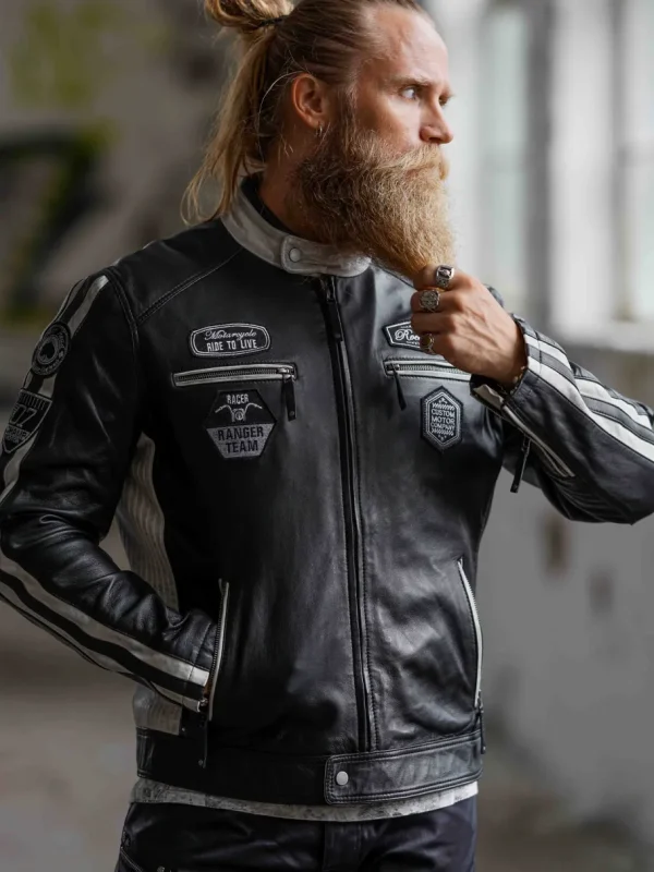 RD Ride To Live Skindjakke - Sort/Hvid^RockDenim Outlet