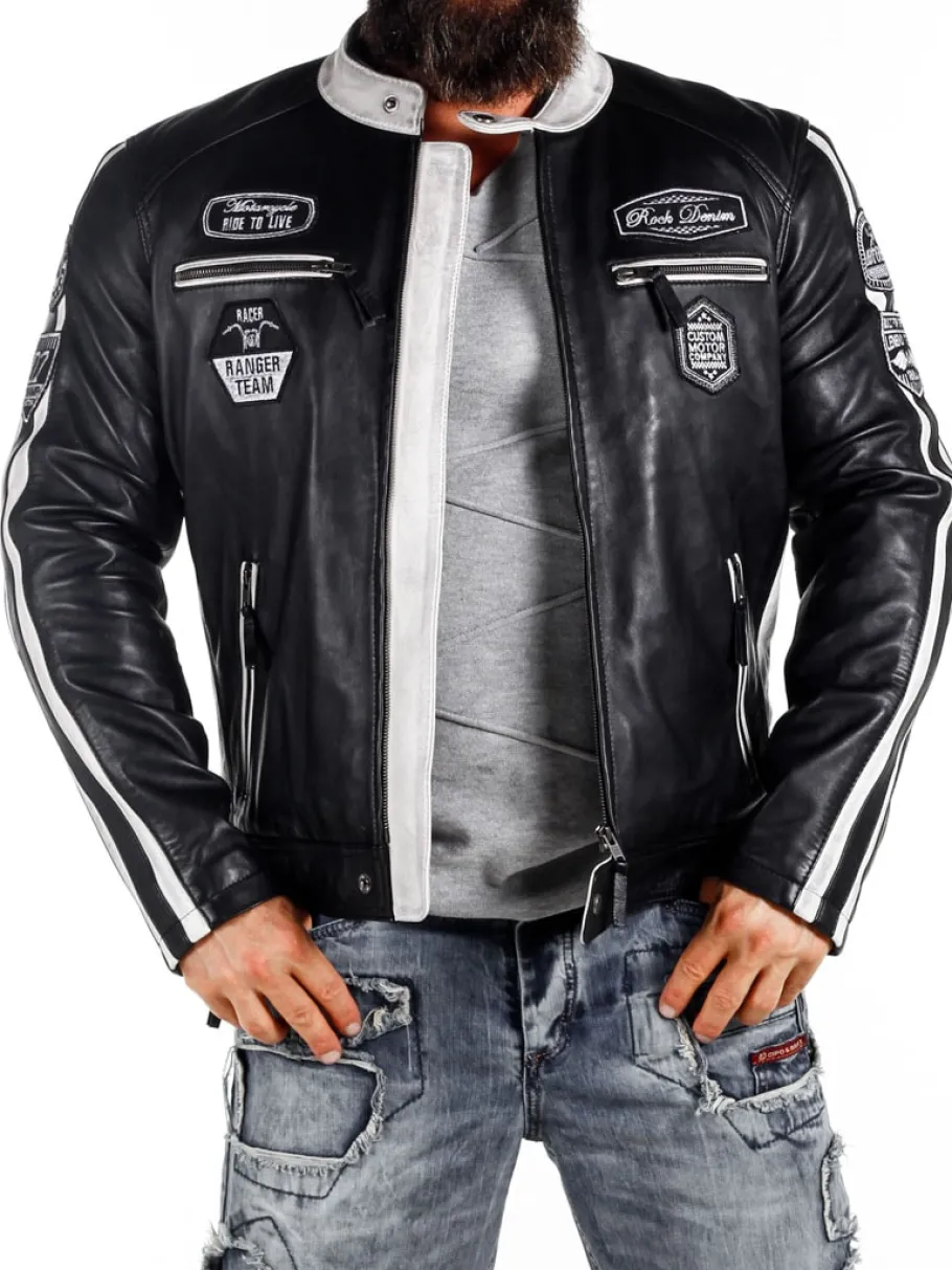 rd_ride_to_live_skindjakk_4.webp RD Ride To Live Skindjakke - Sort/Hvid^RockDenim Outlet