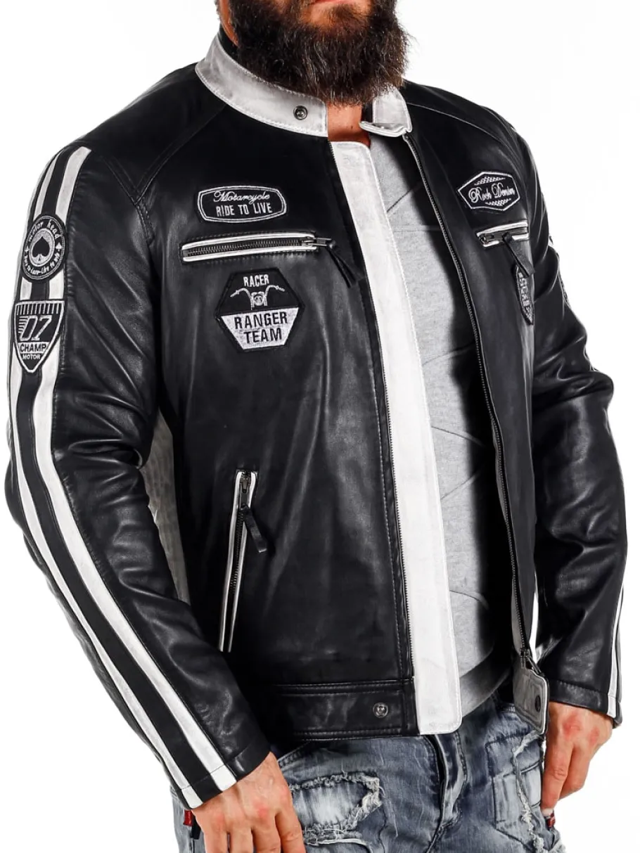 rd_ride_to_live_skindjakk_5.webp RD Ride To Live Skindjakke - Sort/Hvid^RockDenim Outlet