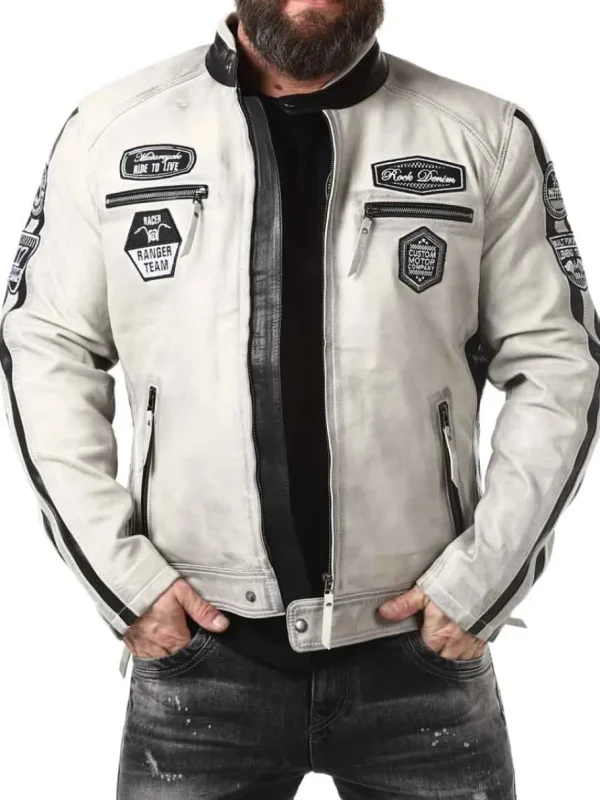 RD Ride To Live Skindjakke - Dirty White^Rockdenim Clearance