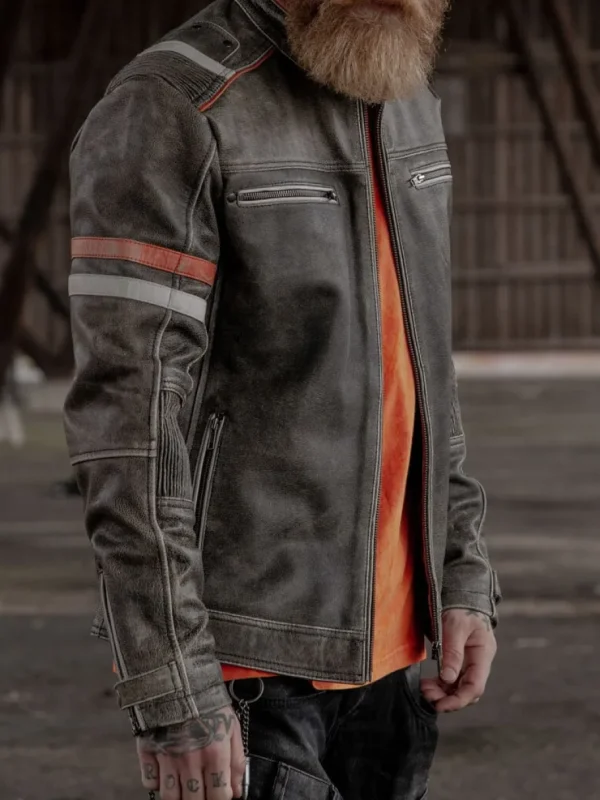 RD Road King Skindjakke - Dirty Grey^RockDenim Best