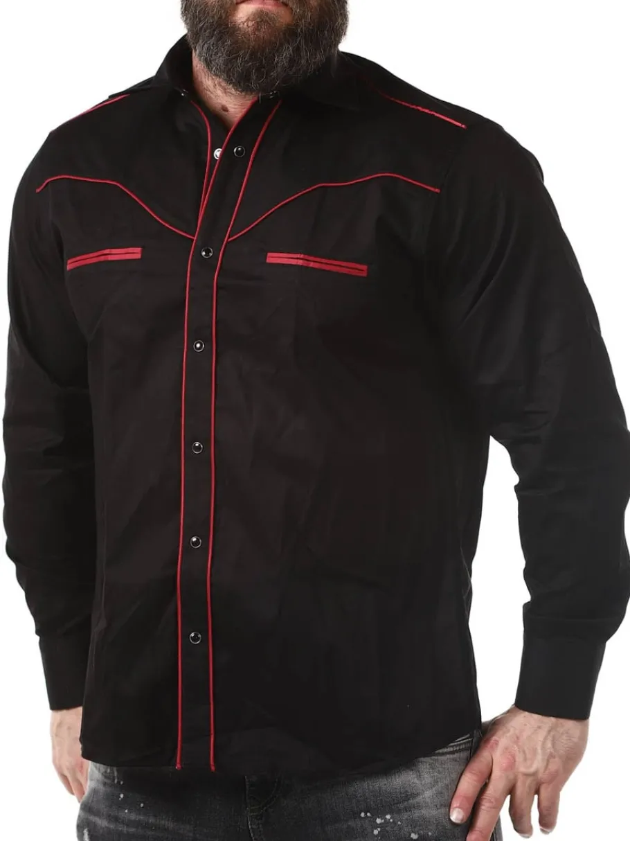 rd_roadster_skjorte__sort_0-1.webp RD Roadster Skjorte - Sort/Vinrød^Rockdenim Discount