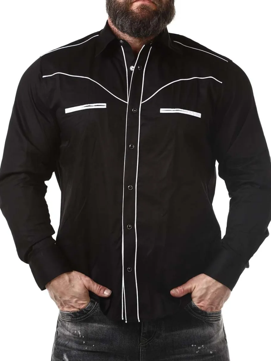 rd_roadster_skjorte__sort_2.webp RD Roadster Skjorte - Sort/Hvid^Rockdenim New