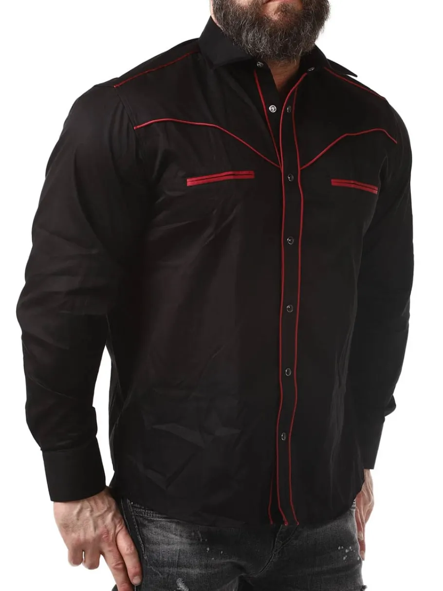 rd_roadster_skjorte__sort_3-1.webp RD Roadster Skjorte - Sort/Vinrød^Rockdenim Discount