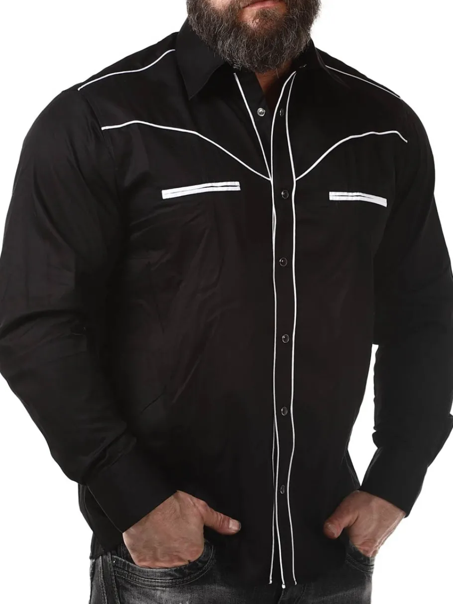 rd_roadster_skjorte__sort_3.webp RD Roadster Skjorte - Sort/Hvid^Rockdenim New