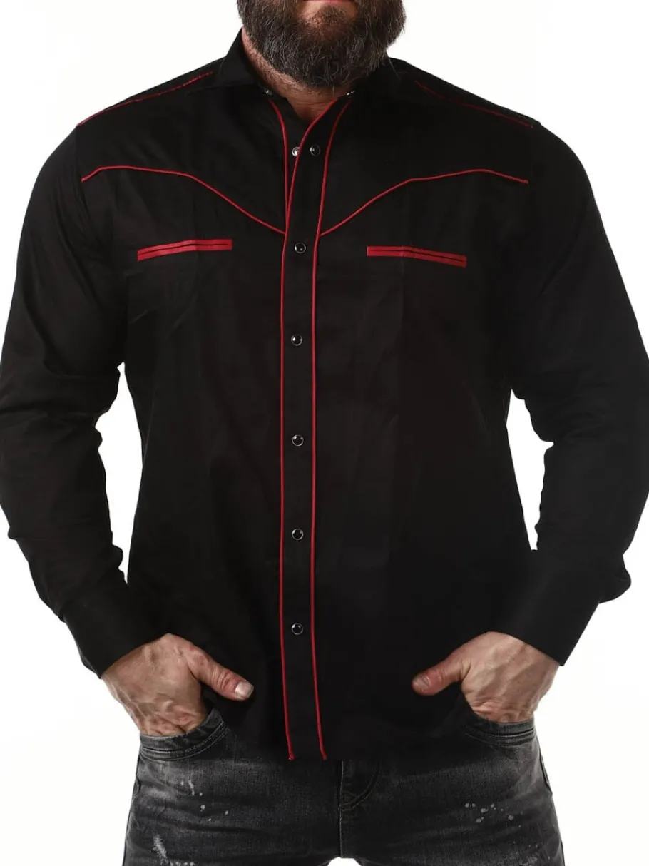 rd_roadster_skjorte__sort_4.webp RD Roadster Skjorte - Sort/Vinrød^Rockdenim Discount