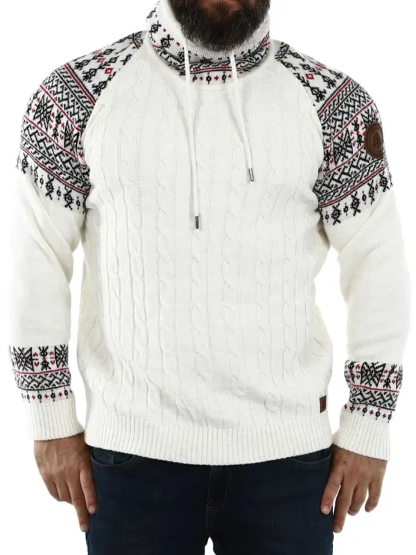 RD Talon Cashmere Stickad Tröja - Vit/Röd^Rockdenim Discount