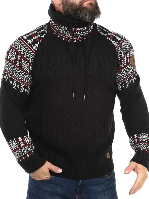 RD Talon Cashmere Strikket Trøje - Sort/Rød^Rockdenim Outlet