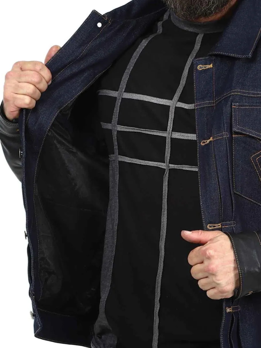 rd_throttle_denim_skindja_3.webp RD Throttle Denim Skindjakke - Blå/Sort^Rockdenim Online