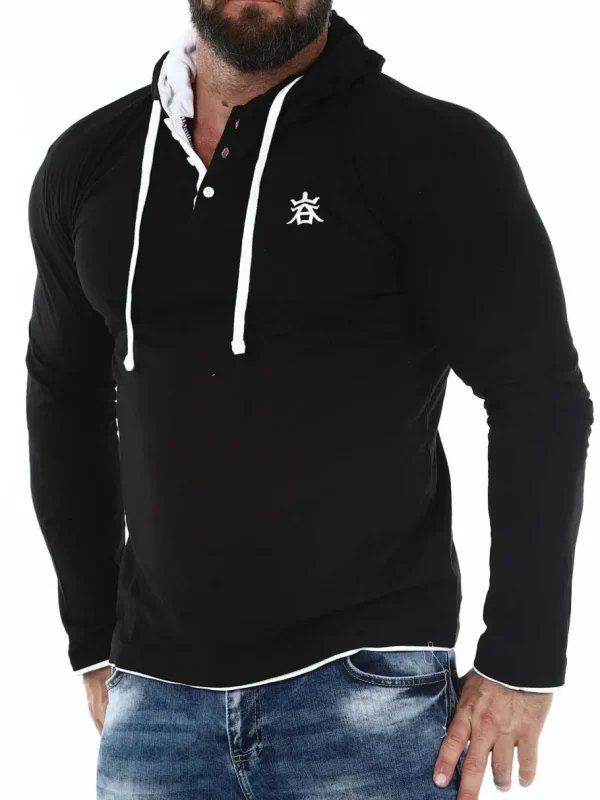 RD Yuto Longsleeve - Sort/Hvid^Rockdenim Sale
