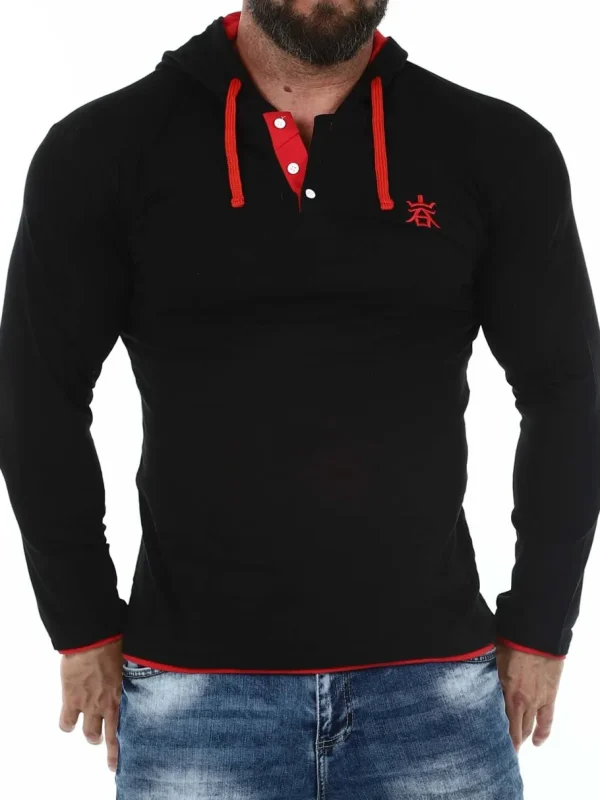 RD Yuto Longsleeve - Sort/Rød^Rockdenim Best