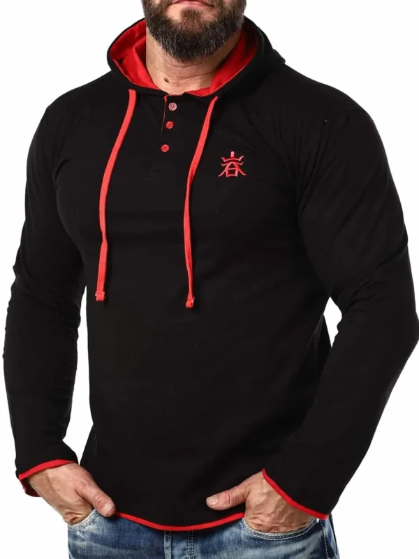 RD Yuto Longsleeve - Sort/Rød^Rockdenim Best