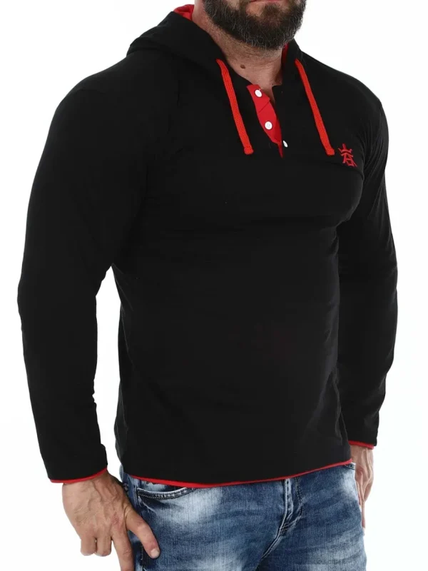 RD Yuto Longsleeve - Sort/Rød^Rockdenim Best