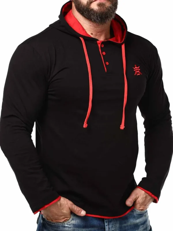RD Yuto Longsleeve - Sort/Rød^Rockdenim Best