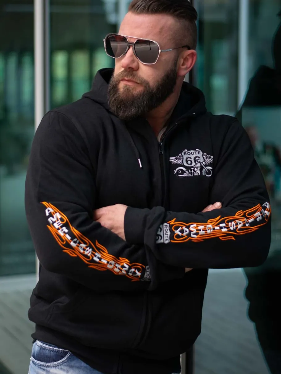 route__hoodie__sort_2.webp Route 66 Hoodie - Sort^Rockdenim Sale