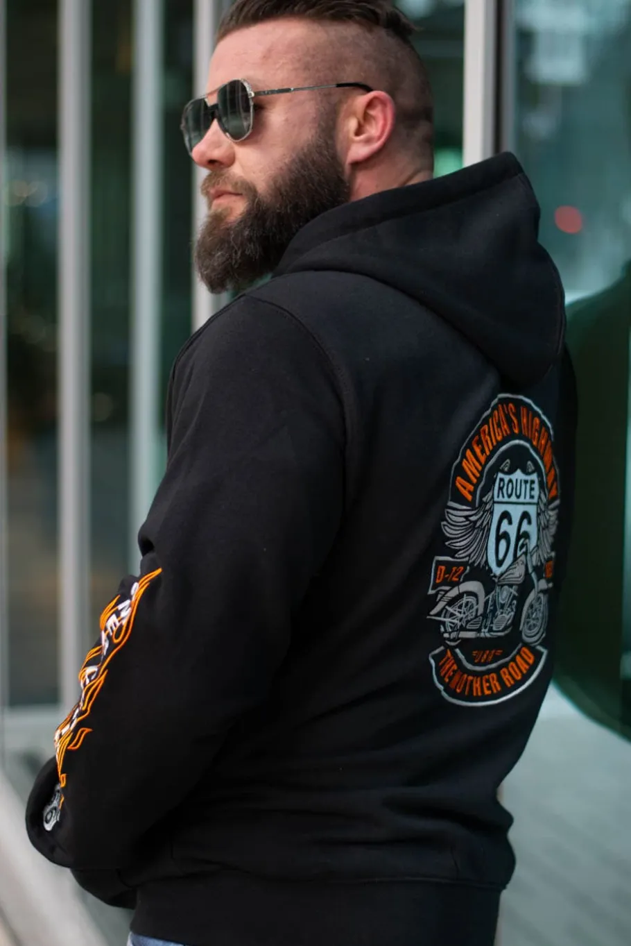 route__hoodie__sort_3.webp Route 66 Hoodie - Sort^Rockdenim Sale