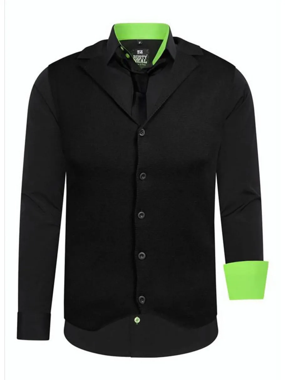 rusty_st__skjorteslipsves_0-12.webp Rusty Sæt - Skjorte/Slips/Vest - Sort/Grøn^Rusty Neal Discount