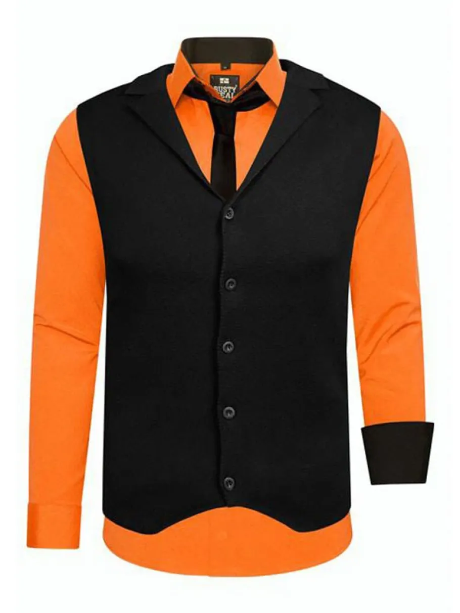 rusty_st__skjorteslipsves_0-21.webp Rusty Sæt - Skjorte/Slips/Vest - Orange/Sort^Rusty Neal Fashion