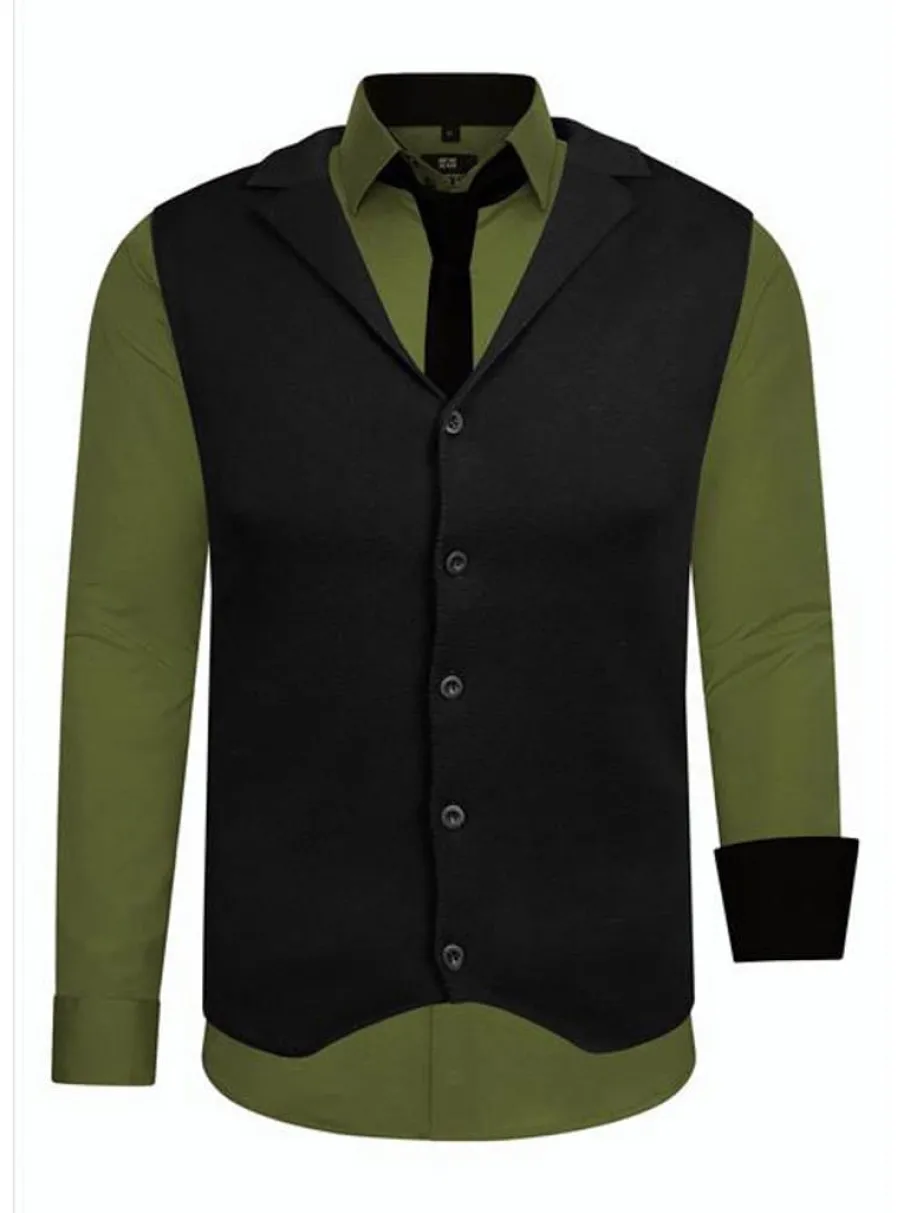 rusty_st__skjorteslipsves_0-5.webp Rusty Sæt - Skjorte/Slips/Vest - Khaki/Sort^Rusty Neal Fashion