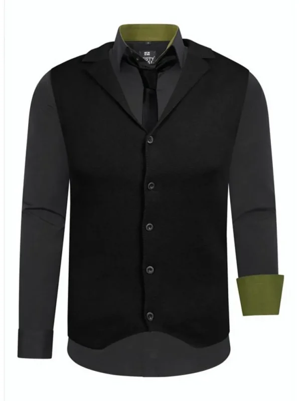 Rusty Sæt - Skjorte/Slips/Vest - Sort/Khaki^Rusty Neal Online