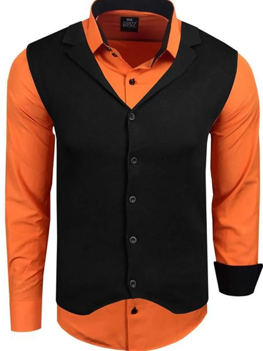 rusty_st__skjorteslipsves_1-21.webp Rusty Sæt - Skjorte/Slips/Vest - Orange/Sort^Rusty Neal Fashion