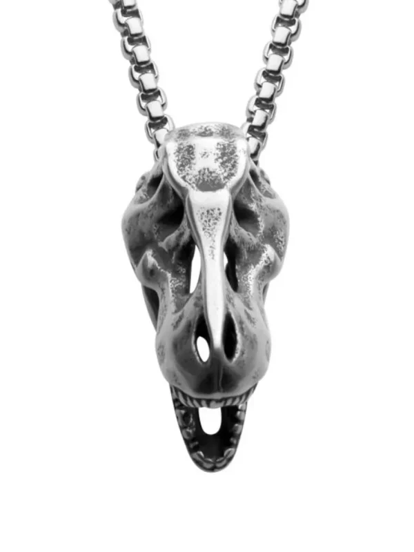 T-Rex Skull Halsbånd - Sølv^Inox New