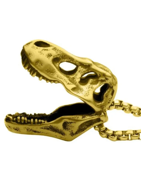 T-Rex Skull Halsbånd - Guld^Inox Outlet