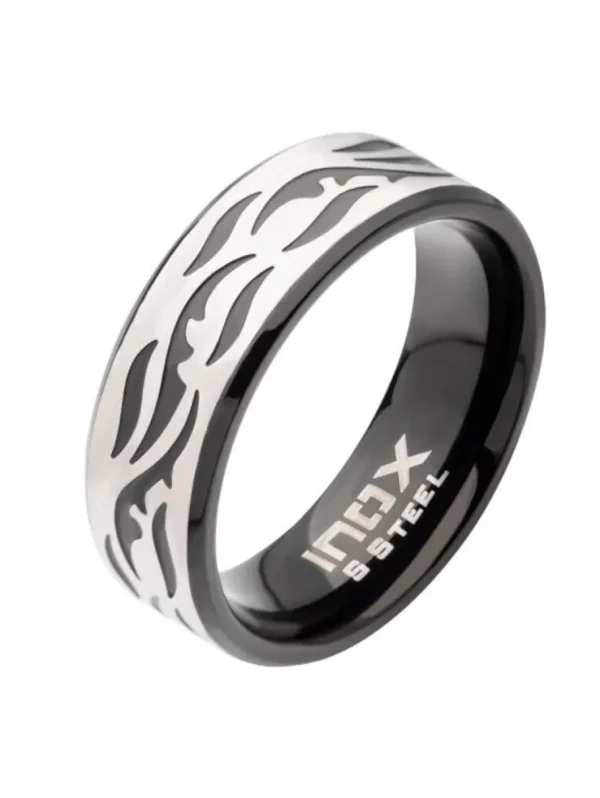 Tribal Edge Ring - Sølv/Sort^Inox Clearance