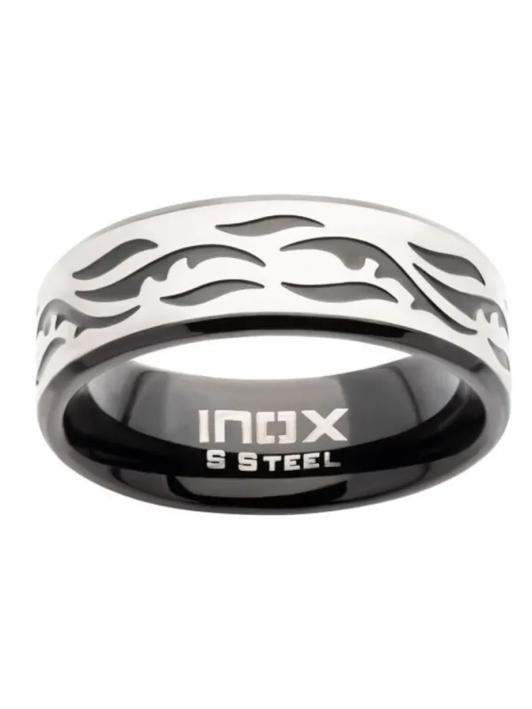 Tribal Edge Ring - Sølv/Sort^Inox Clearance